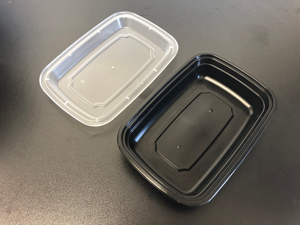 32oz Rectangle PP Black Container 150 set